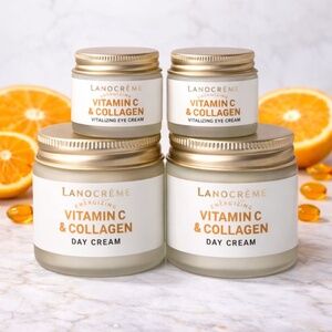 Lanocrème Vitamin C & Collagen Skincare Bundle – 2 Day Cream + 2 Eye Cream (4pc